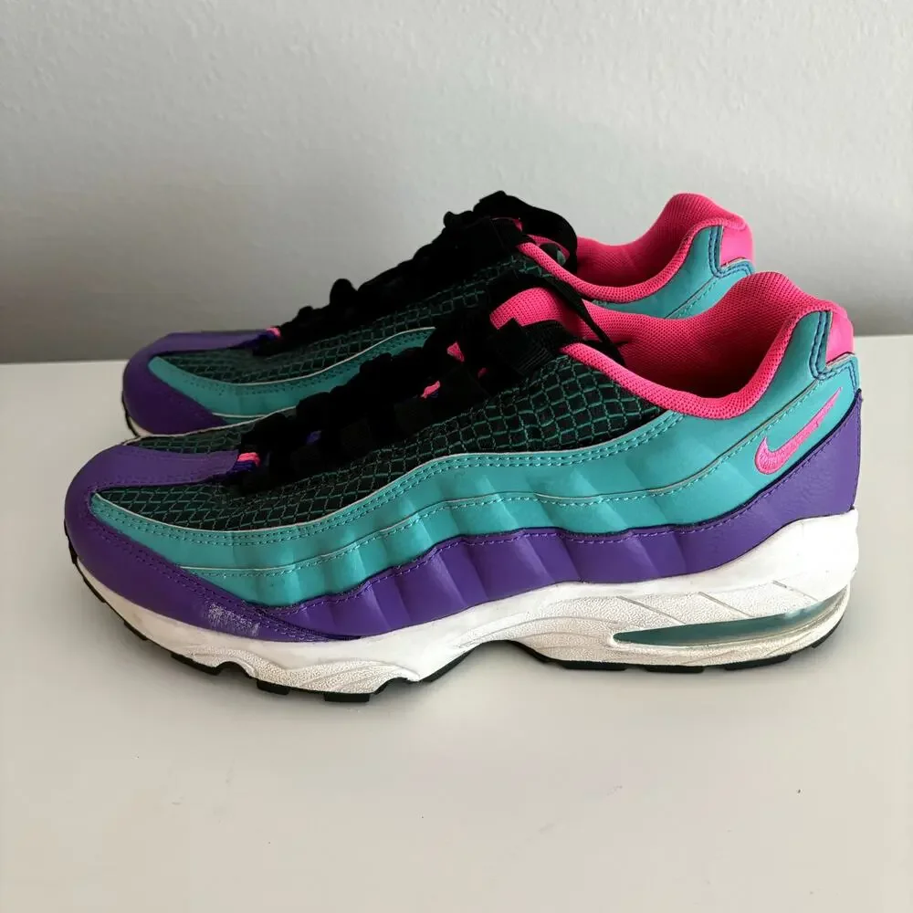 Nike Air Max 95 Youth Size 7 Sneakers Green Cabana Hyper Grape Kids Shoes 7Y